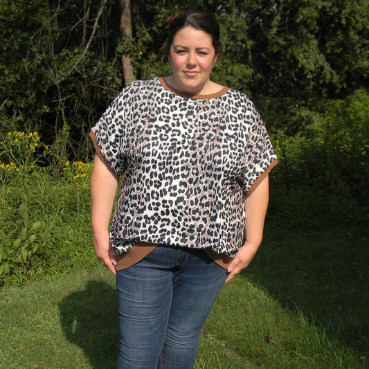 Plus Size Leopard Short Sleeve Summer Top