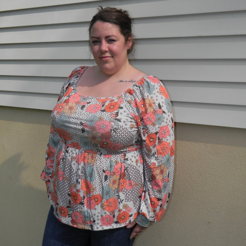 Floral Square Neck Peplum Blouse Plus Size
