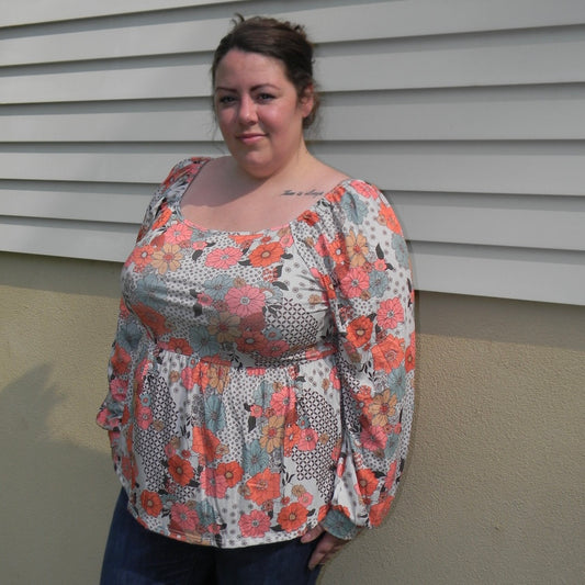 Floral Square Neck Peplum Blouse Plus Size